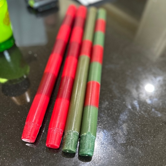 Red & Green Striped Holiday Candlesticks – Set of 4 - Picture 4 of 5